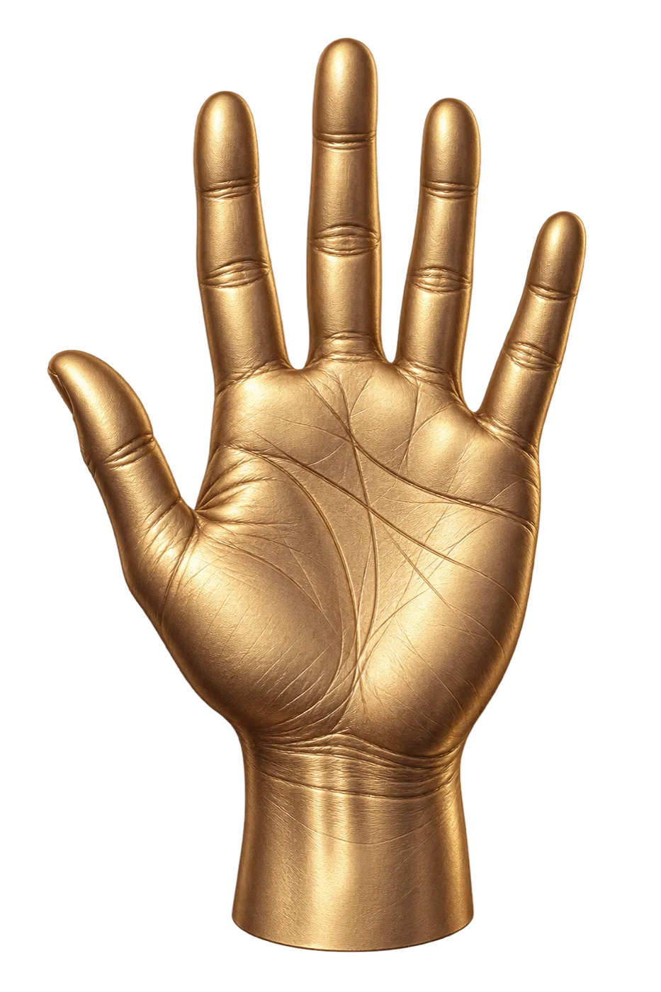 A golden open palm, lit from within
